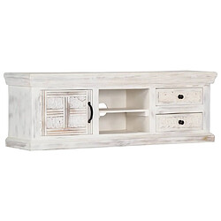 Acheter Maison Chic Meuble TV scandinave - Banc TV pour salon Blanc 120x30x40 cm Bois massif de manguier -MN49400