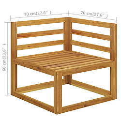 Acheter vidaXL Canapé d'angle sectionnel et coussin blanc crème Bois d'acacia