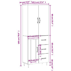 vidaXL Buffet haut Sonoma gris 69,5x34x180 cm Bois d'ingénierie pas cher