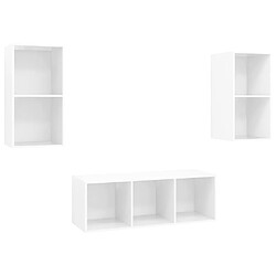 vidaXL Ensemble de meubles TV 3 pcs Blanc brillant Bois d'ingénierie