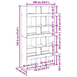 vidaXL Cloison de séparation noir 100x33x187,5 cm bois d'ingénierie pas cher