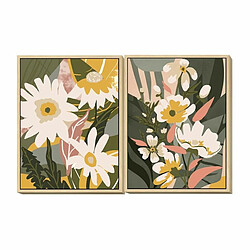 Cadre DKD Home Decor Fleurs (60 x 4 x 80 cm) (2 Unités)