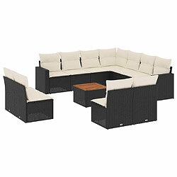 Maison Chic Salon de jardin 12 pcs avec coussins | Ensemble de Table et chaises | Mobilier d'Extérieur noir résine tressée -GKD65495