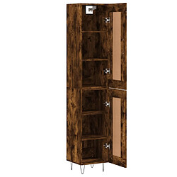 Avis vidaXL Buffet haut Chêne fumé 34,5x34x180 cm Bois d'ingénierie