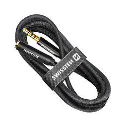 Rallonge jack 3.5mm Câble auxiliaire Swissten en Nylon tressé noir 1,5m