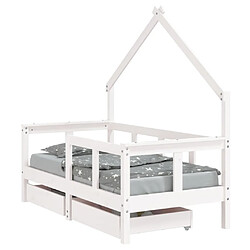 Maison Chic Lit d'Enfant Chambre - Cadre de lit pour enfant tiroirs blanc 70x140 cm bois de pin massif -MN12654