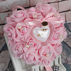 Wewoo Fleurs Artificielles La boîte à bagues en forme de coeur peut accrocher des fournitures de mariage pour oreiller mousse rose de simulation