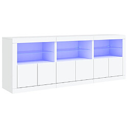 Maison Chic Commode Buffet - Meuble de rangement avec lumières LED blanc 181,5x37x67 cm -GKD19514