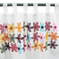 Thedecofactory UNITED FLOWERS - Voilage à pattes fleurs multicolores blanc 110x250