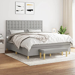 Maison Chic Lit Adulte - Lit simple Lit à sommier tapissier avec matelas moelleux - Meuble de Chambre - Gris clair 160x200cm Tissu -MN68572