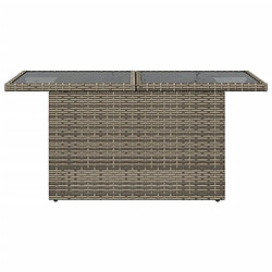 Acheter vidaXL Table de jardin dessus en verre gris 100x55x73cm résine tressée