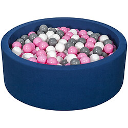 Velinda Piscine à balles Aire de jeu + 450 balles bleu marine blanc,rose clair,gris