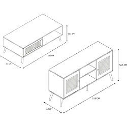 Avis The Home Deco Factory Set meuble TV en bois 2 portes et table basse 1 tiroir Bali.