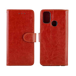 Wewoo Housse Coque Pour Galaxy M30s Crazy Horse Texture de protection en cuir à rabat horizontal avec support et fentes cartes et portefeuille et cadre photo marron