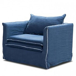 Inside 75 Cartagene - fauteuil en lin bleu - 80 cm