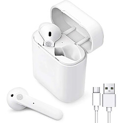 Universal Casque Bluetooth, casque sans fil avec annulation de bruit, casque sport avec casque stéréo 3D étanche IPX7, micro HD intégré casque Bluetooth, adapté à n'importe quel appareil Bluetooth (blanc)