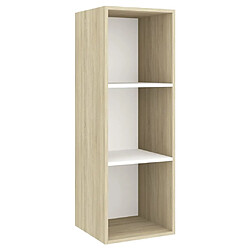 Maison Chic Meuble TV scandinave mural Banc TV suspendu pour salon - Blanc chêne sonoma 37x37x107 cm Bois ingénierie -MN13445