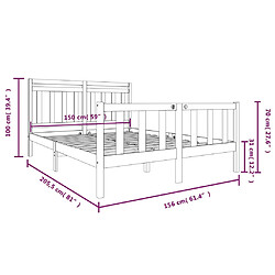 vidaXL Cadre de lit sans matelas noir bois massif pas cher