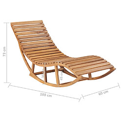 vidaXL Chaise longue à bascule avec coussin Bois de teck solide pas cher