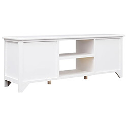 Avis Maison Chic Meuble TV scandinave - Banc TV pour salon Blanc 108x30x40 cm Bois de Paulownia solide -MN74217