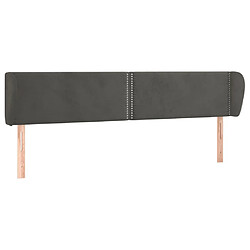 vidaXL Tête de lit avec oreilles Gris foncé 163x23x78/88 cm Velours