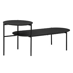 Pegane Table basse avec 2 niveaux en métal et bois coloris noir - longueur 118 x Profondeur 43,2 x Hauteur 48 cm