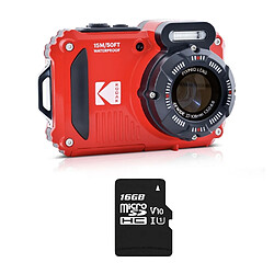 KODAK Pixpro Pack WPZ2 + 1 carte SD Kodak - Compact 16MP, étanche à 15m, Anti-Choc, Video 720p, Ecran LCD - Rouge - Rouge