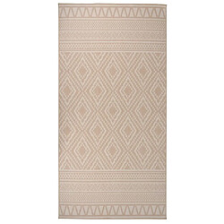 vidaXL Tapis à tissage plat d'extérieur 100x200 cm Rayures brunes 