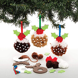 Baker Ross Kits de décorations Pudding de Noël en Pompon (Paquet de 3) - Loisirs créatifs festifs pour Enfants Coloris Assortis AT207