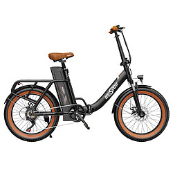 ONESPORT OT16-2 électrique, moteur 250 W, batterie 48 V 15,6 Ah, pneus 20 x 3,0 pouces, vitesse maximale de 25 km/h, autonomie de 120 km, freins à disque mécaniques - Noir marron