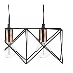 Luminaire Center Suspension Midi noir mat et cuivre poli 3 ampoules