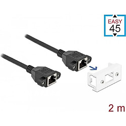 Delock - Netzwerkkabel - RJ-45 (W) mit Muttern zu RJ-45 (W) Paneel montierbar - 2,0m - S/FTP - CAT 6a - halogenfrei, Schnappverschluss - Schwarz / Weiß (87135)