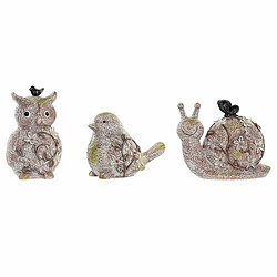 Figurine Décorative DKD Home Decor Naturel Rose Résine animaux (20.5 x 10 x 17 cm) (3 pcs)