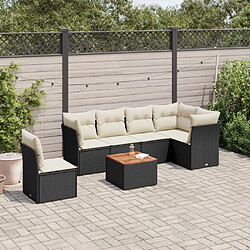 Maison Chic Salon de jardin 7 pcs avec coussins | Ensemble de Table et chaises | Mobilier d'Extérieur noir résine tressée -GKD36486