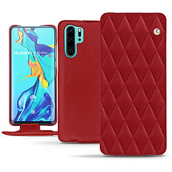 Housse cuir Huawei P30 Pro - Rabat vertical - Rouge - Couture ( Nappa - Pantone #d50032 ) - NOREVE