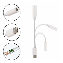 Cable Adaptateur Audio Type C mâle prise jack 3.5 mm femelle pour téléphone smartphone Couleur Blanc - Visiodirect -