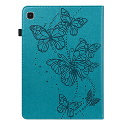 Etui en PU motif papillons avec support et porte-cartes bleu pour votre Samsung Galaxy Tab A7 Lite 8.7 pouces