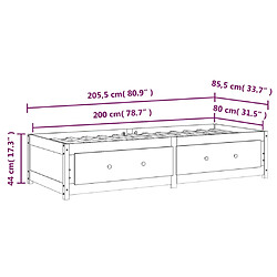 vidaXL Lit de jour sans matelas marron miel 80x200 cm bois pin massif pas cher