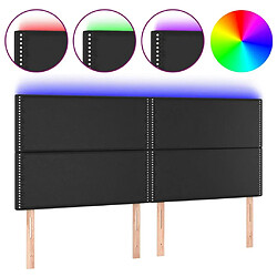 Maison Chic Tête de lit moderne à LED lumineuse pour chambre - Décoration de lit Noir 200x5x118/128 cm Similicuir -MN44054