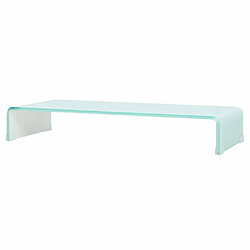 Helloshop26 Meuble télé buffet tv télévision design pratique pour moniteur 90 cm verre blanc 2502252