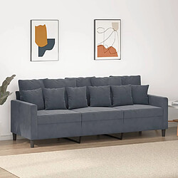 Maison Chic Canapé à 3 places,Canapé droit,Sofa de Salon,Banquette Gris foncé 180 cm Velours -GKD360391