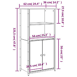 vidaXL Buffet haut sonoma gris 62x36x121,5 cm bois d'ingénierie pas cher