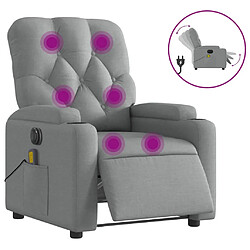 vidaXL Fauteuil de massage inclinable électrique gris clair tissu