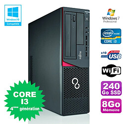 PC Fujitsu E720 E85+ SFF Core I3-4130 3.4GHz 8Go 240Go Graveur WIFI W7 - Occasion