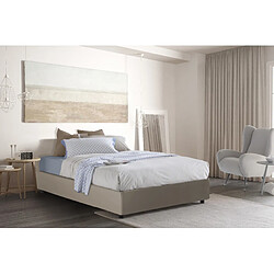 Autrement Talamo Italia Silvia Lit français avec conteneur, Made in Italy, en éco-cuir, 140x200 cm, avec ouverture frontale, Taupe, avec matelas inclus.