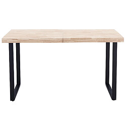 Pegane Table à manger rectangulaire extensible en bois de chêne avec pieds en métal - Longueur 140-180 x Profondeur 80 x Hauteur 76 cm