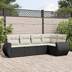 Maison Chic Salon de jardin 5 pcs avec coussins | Ensemble de Table et chaises | Mobilier d'Extérieur noir résine tressée -GKD95234