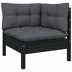 Acheter Maison Chic Salon de jardin 10 pcs + coussins - Mobilier/Meubles de jardin - Table et chaises d'extérieur Noir Bois de pin massif -MN85512