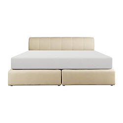 Vente-Unique Ensemble complet boxspring tête de lit + sommier avec leds + matelas - 180 x 200 cm - Tissu - Beige - OTARU de YSMÉE pas cher