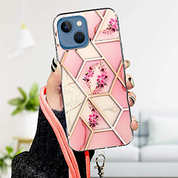 Avis Avizar Coque Apple iPhone 13 Motif géométrique avec Cordon Amovible rose